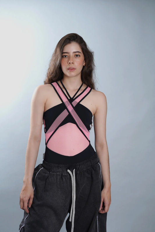 Body con transparencias negro Kavans