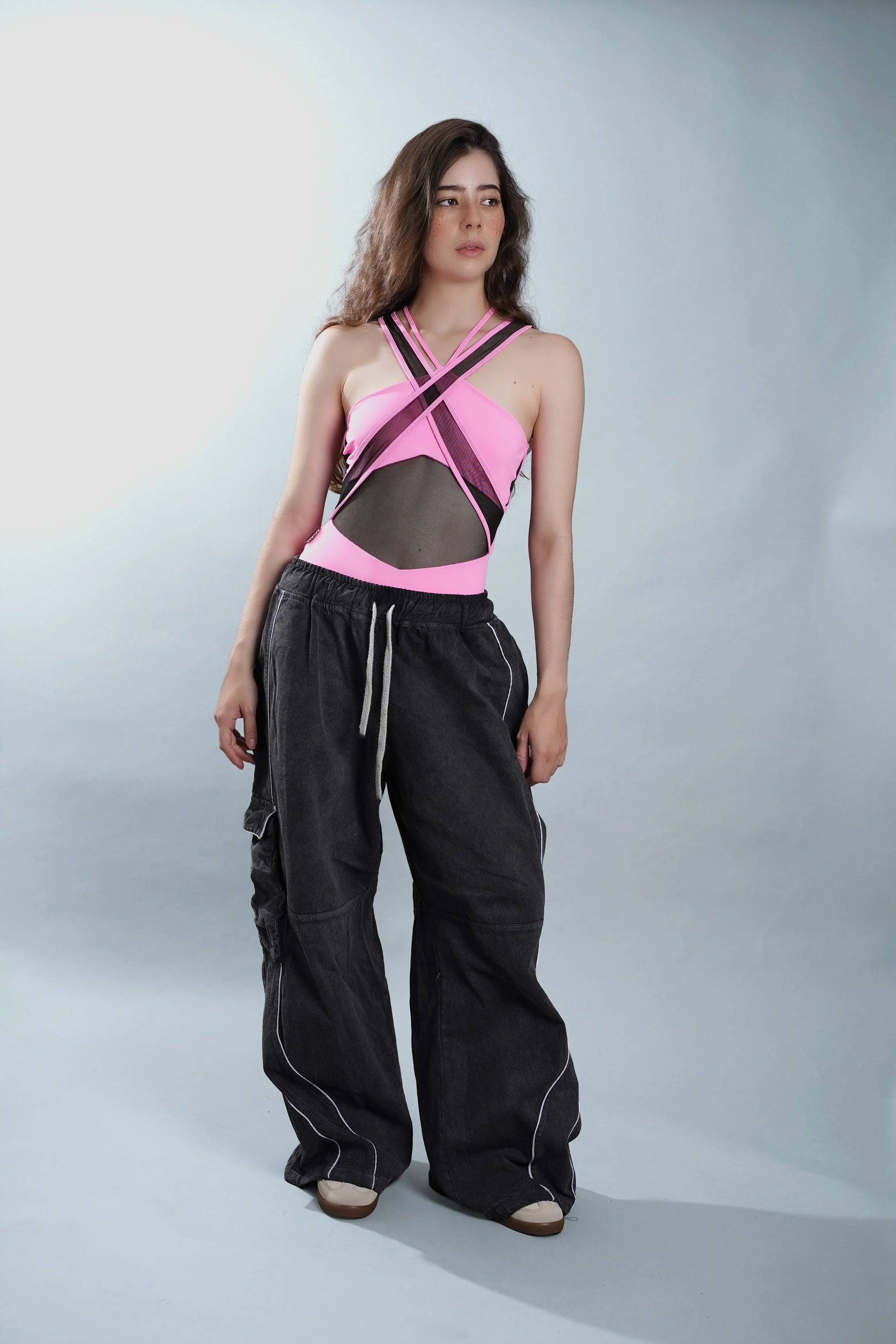 Body con transparencias rosa Kavans