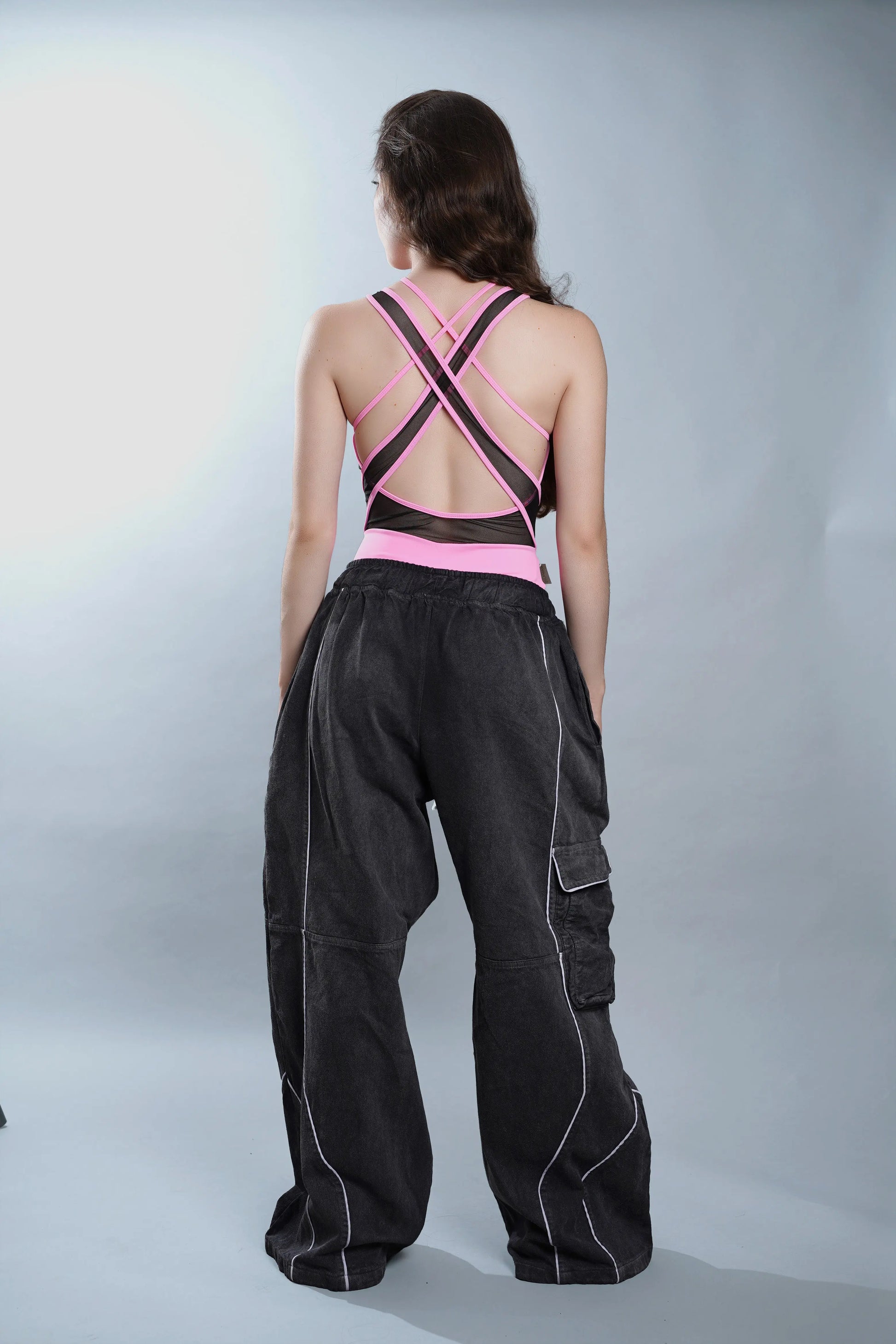 Body con transparencias rosa Kavans
