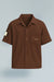 Camisa chocolate manga corta con bolsillo bordado