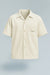 Camisa ivory manga corta con bolsillo bordado