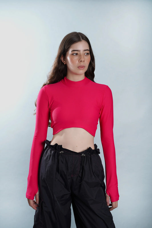 Camiseta crop top rosado Kavans