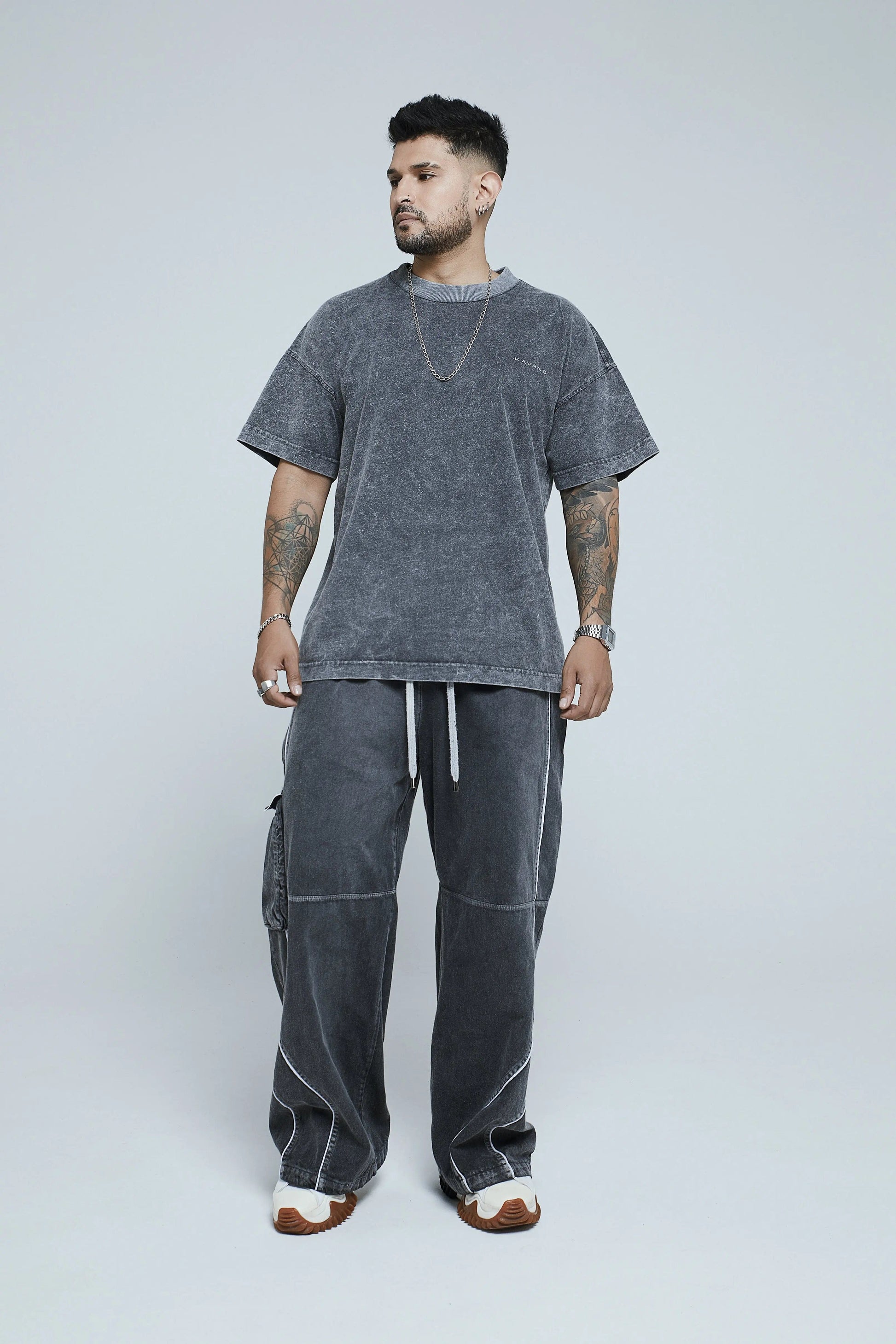Camiseta oversized gris con efecto - Kavans