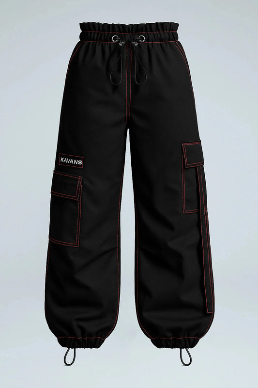 Pantalón parachute negro Kavans