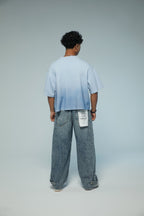 Camiseta boxy fit con cortes y degradado en azules Kavans