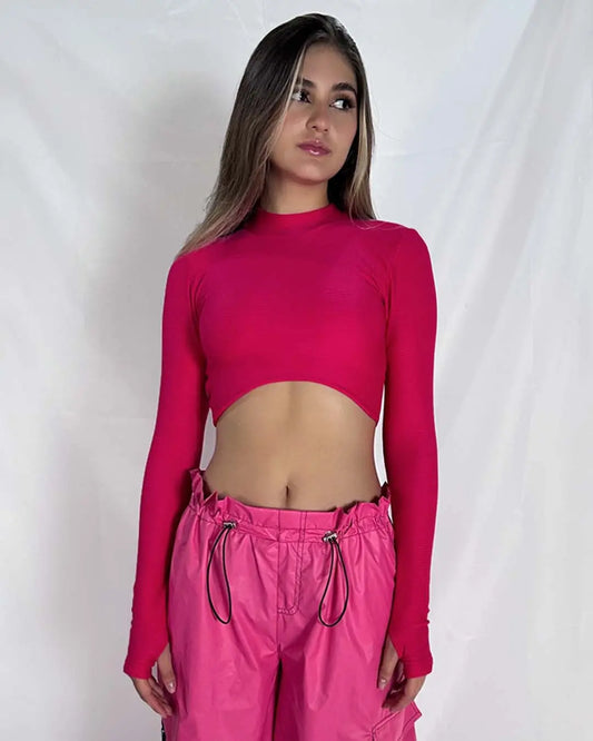 Camiseta crop top rosado KavansCo