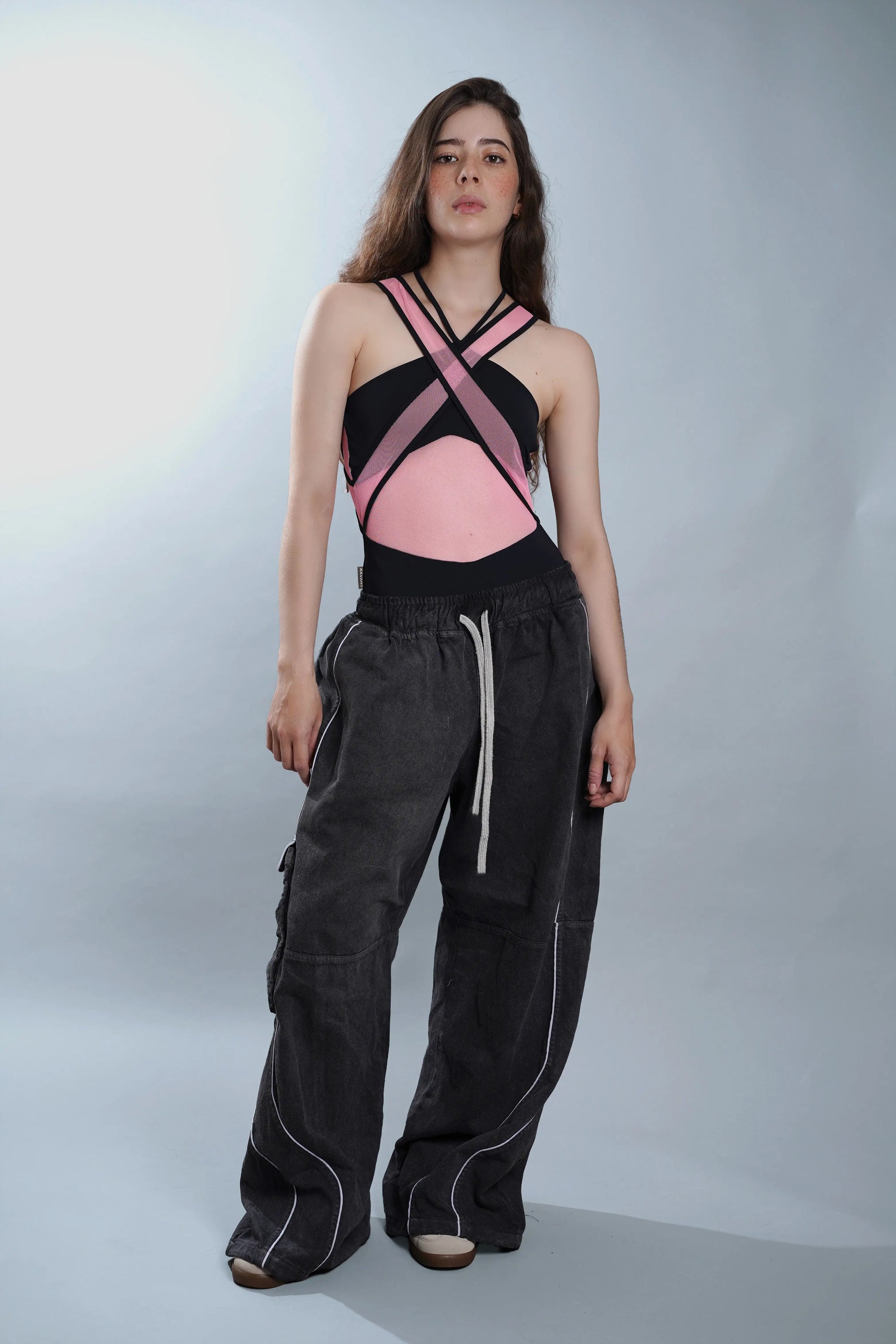 Body con transparencias negro Kavans