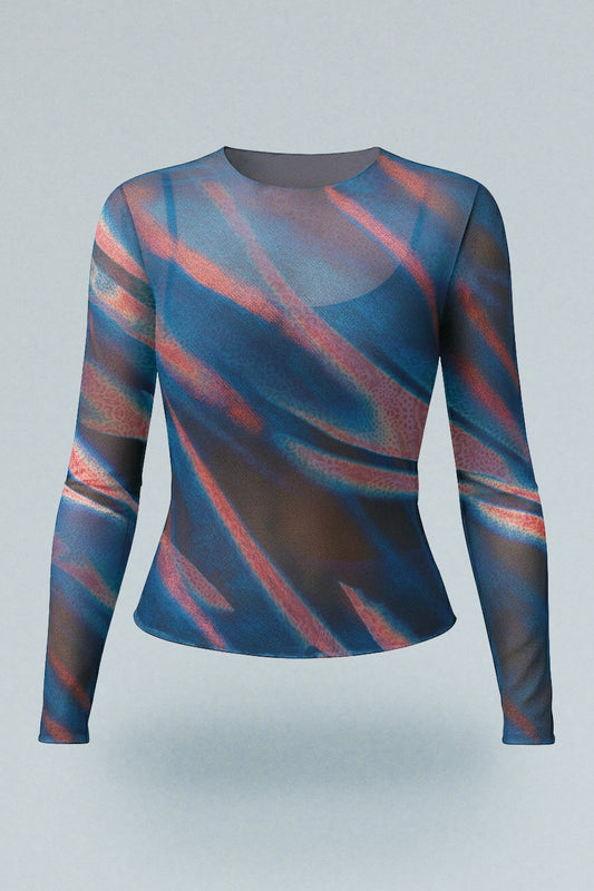 Camiseta manga larga en mesh estampada Kavans