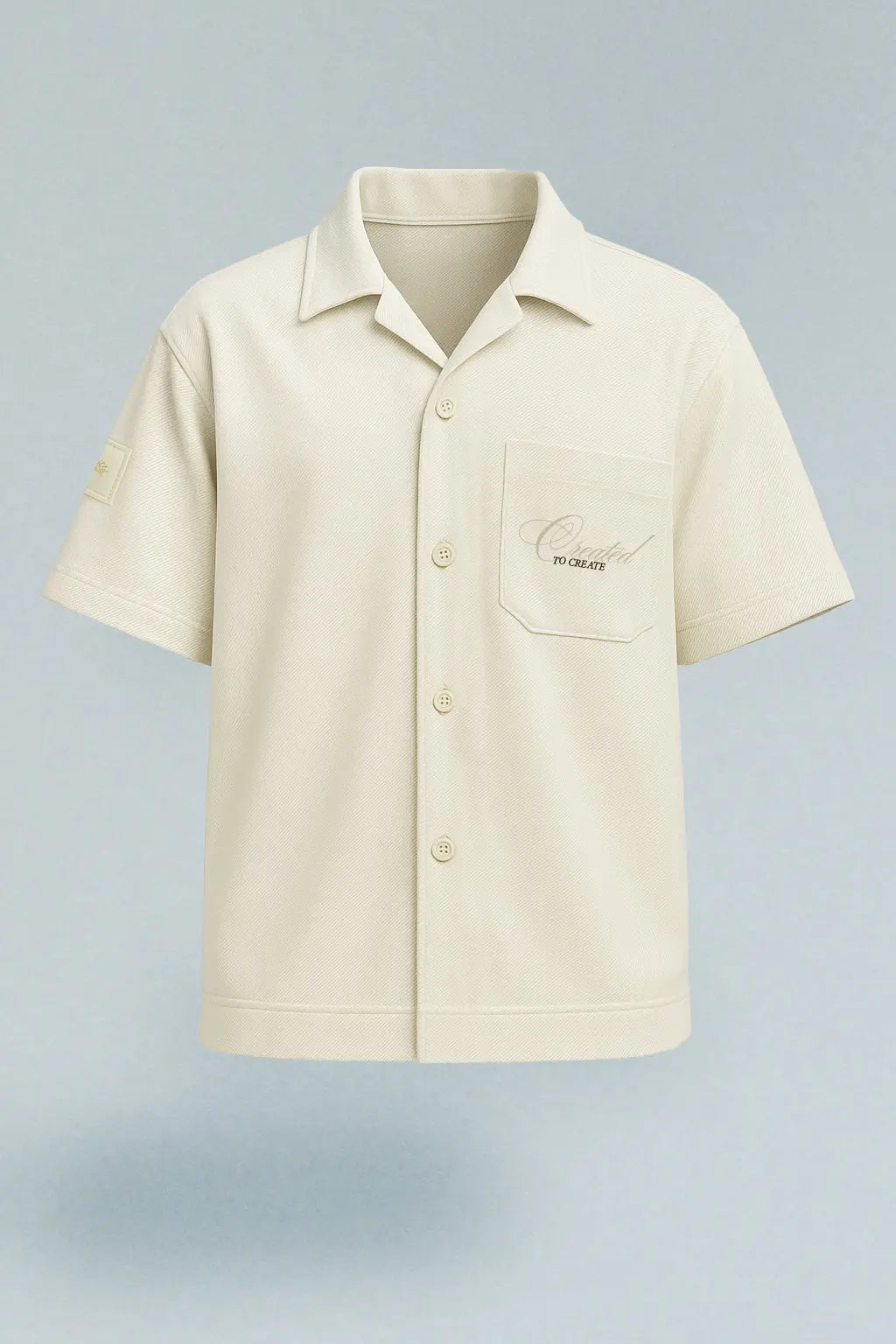 Camisa ivory manga corta con bolsillo bordado Kavans