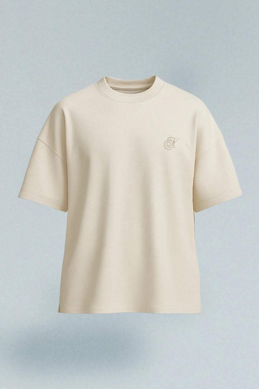 Camiseta ivory manga corta con bordado Kavans