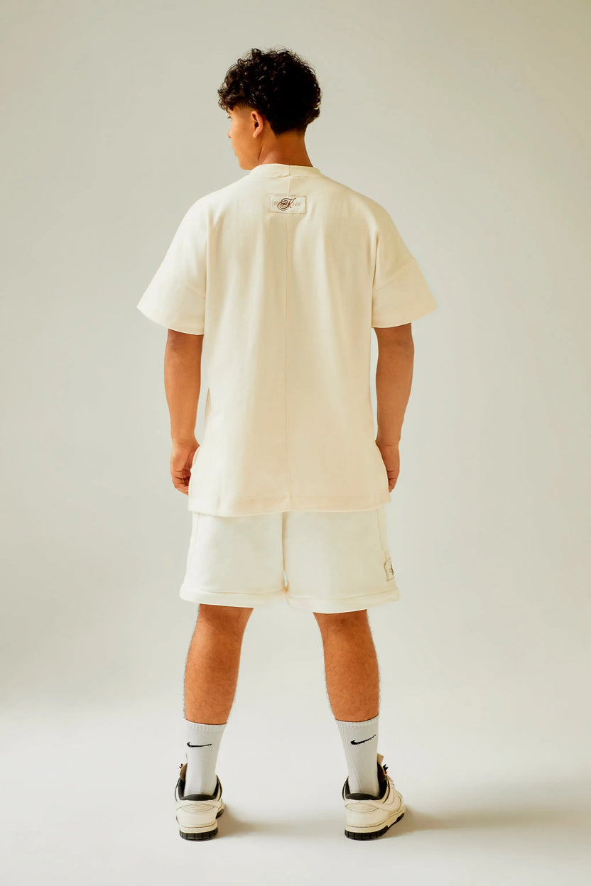 Camiseta ivory manga corta con bordado Kavans