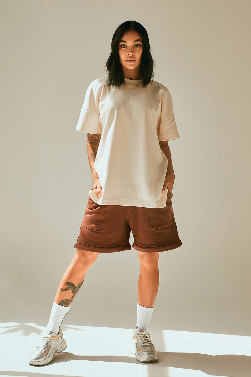 Camiseta ivory manga corta con bordado Kavans