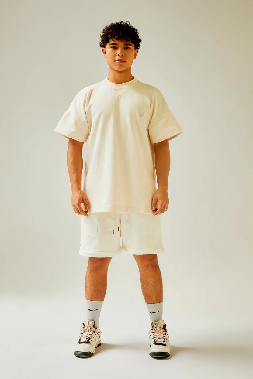 Camiseta ivory manga corta con bordado Kavans