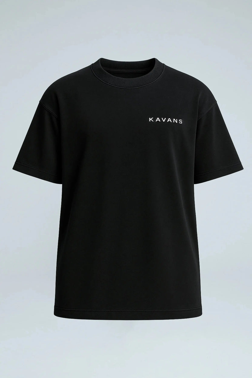 Camiseta oversized negra con estampado Kavans
