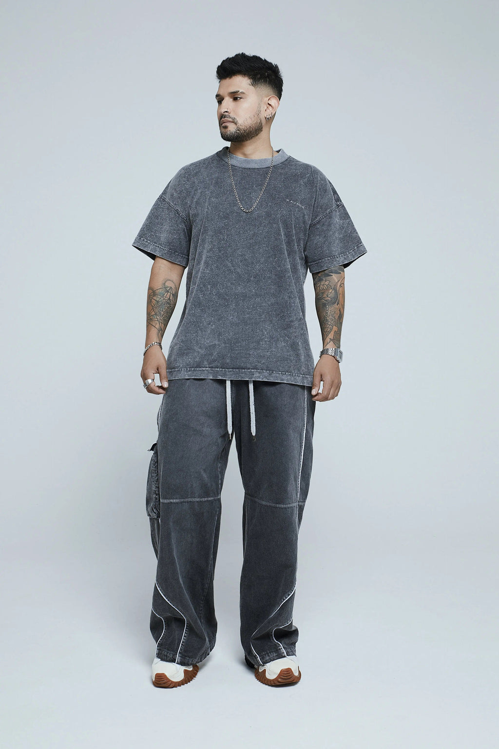 Camiseta oversized gris con efecto - Kavans