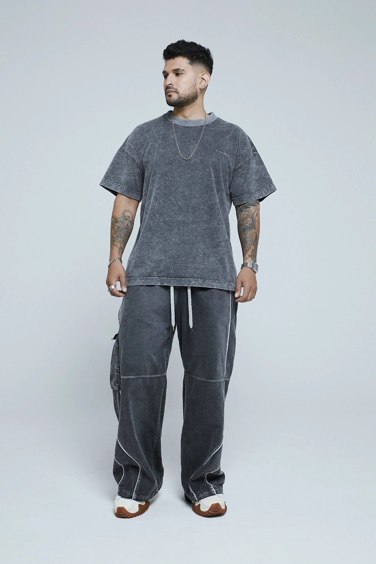 Camiseta oversized gris con efecto - Kavans