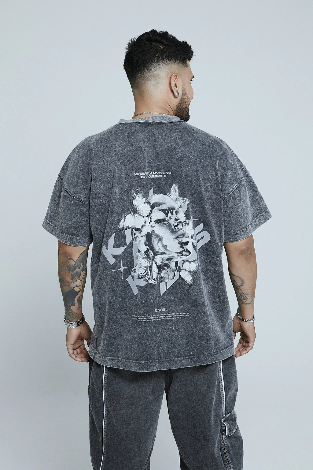 Camiseta oversized gris con efecto - Kavans