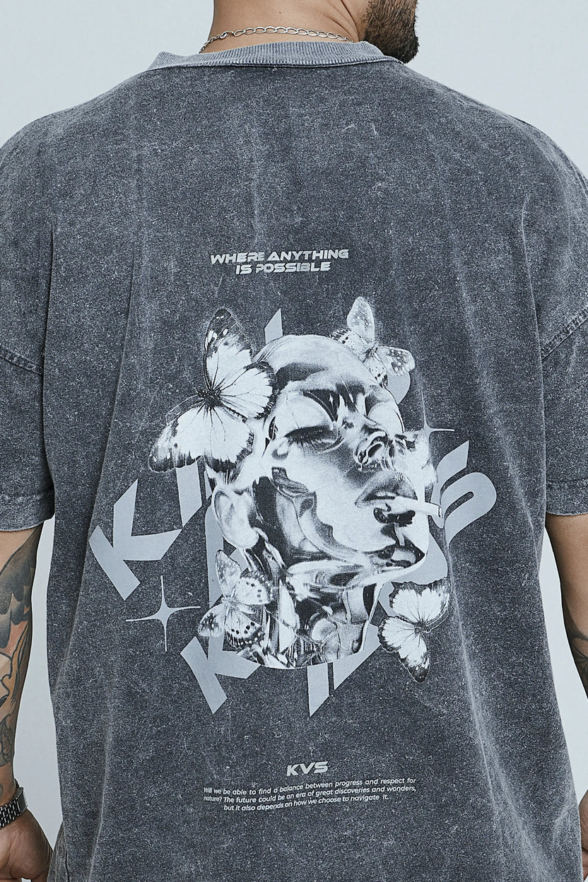Camiseta oversized gris con efecto - Kavans