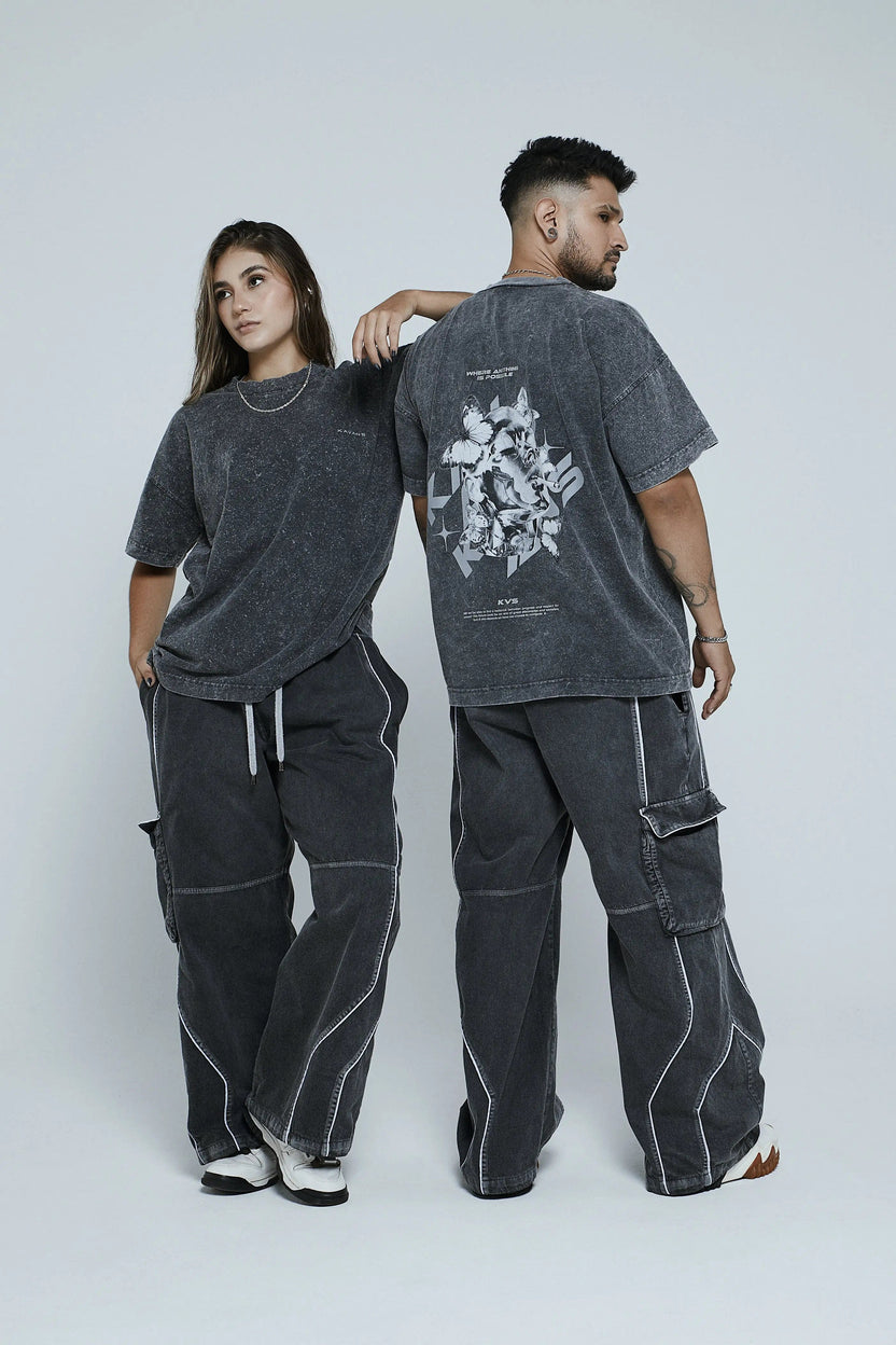 Camiseta oversized gris con efecto - Kavans