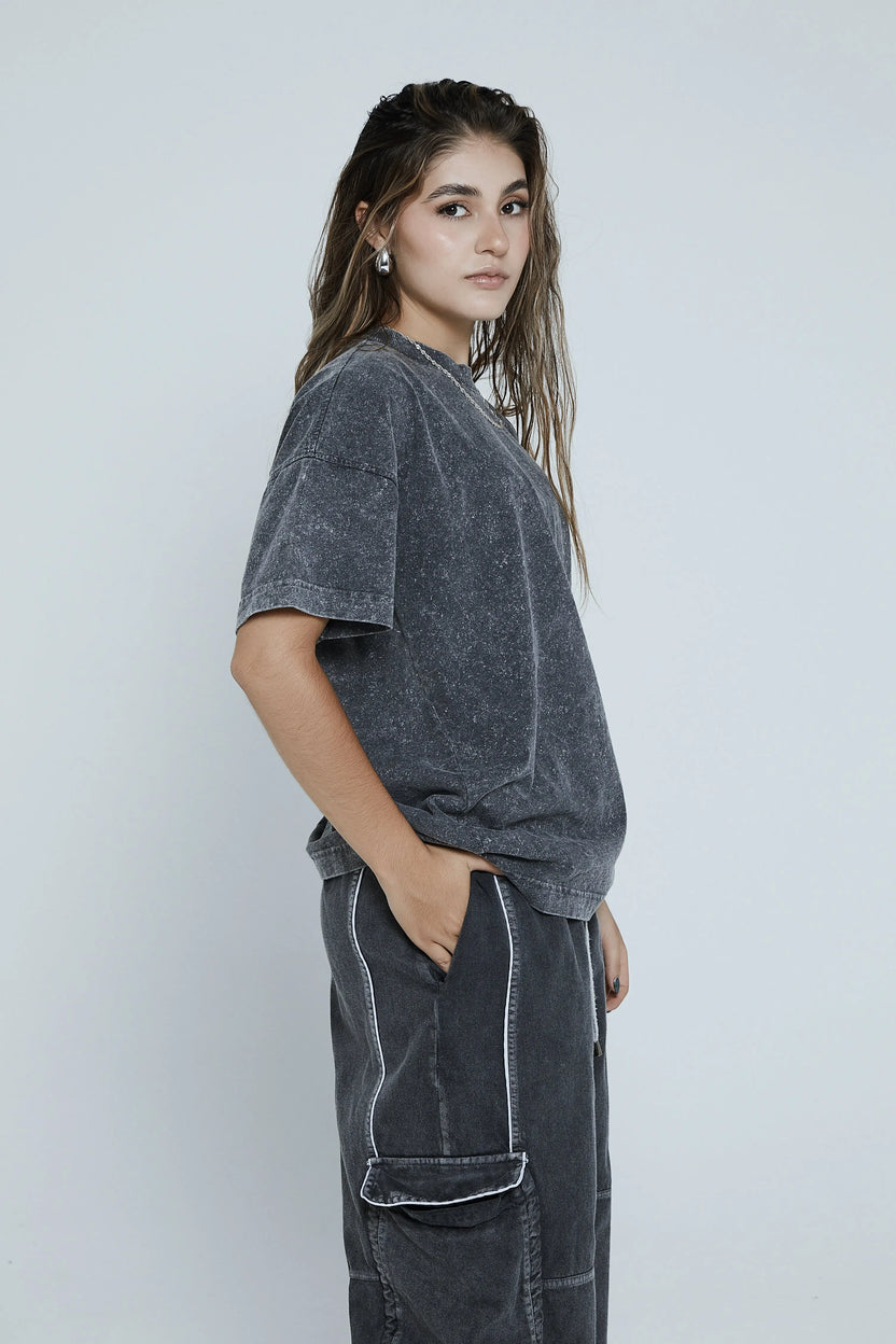 Camiseta oversized gris con efecto - Kavans
